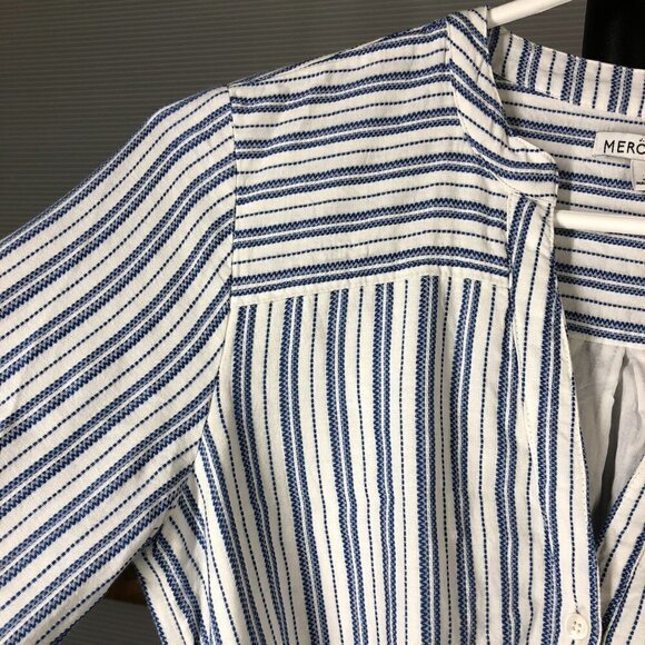 J.crew MERCANTILE‎ Blue White Stripe Long Sleeve Lined Shirt Dress Sz XS - Picture 7 of 11